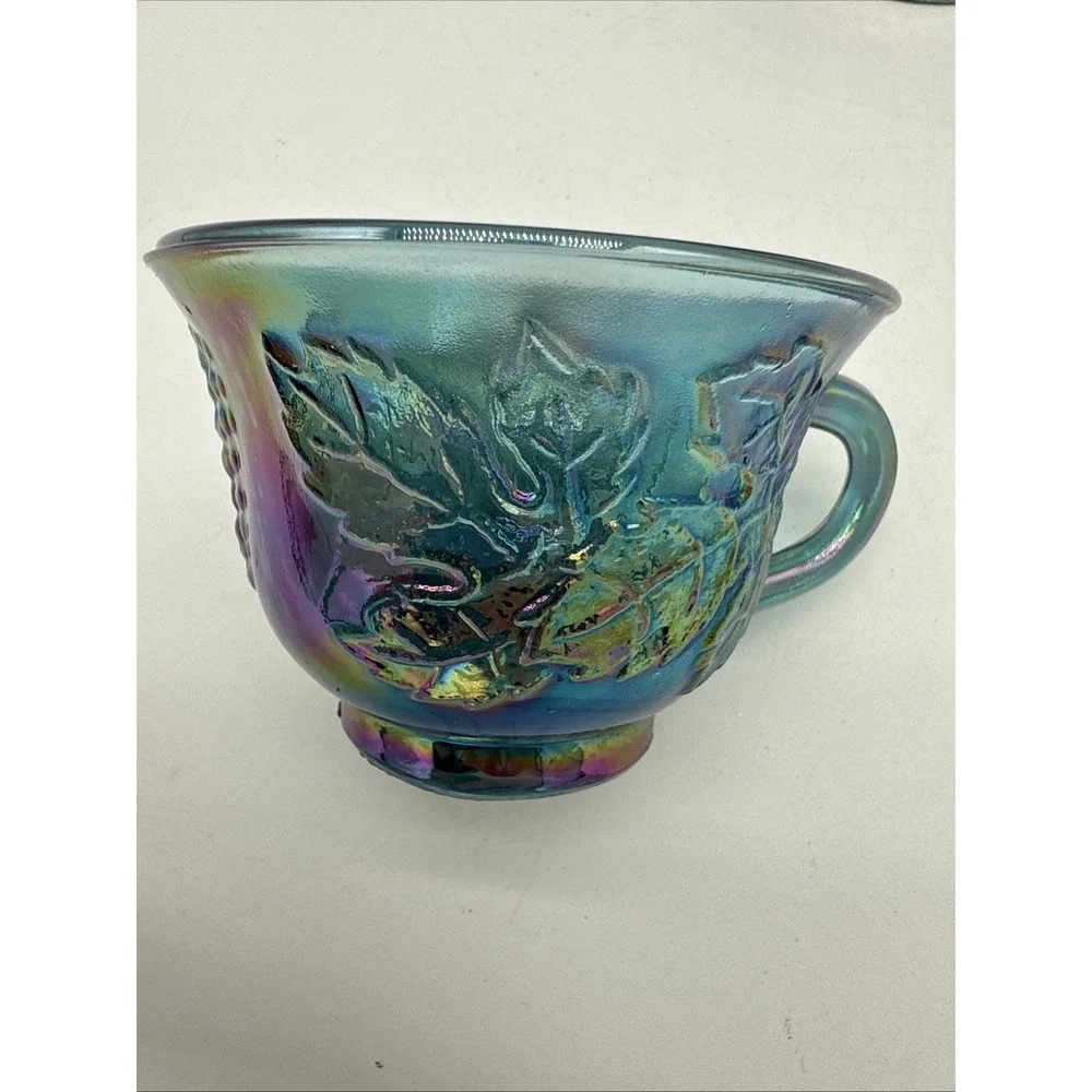 Vintage Carnival Glass Harvest Grape Design Tea Cups Set of 5